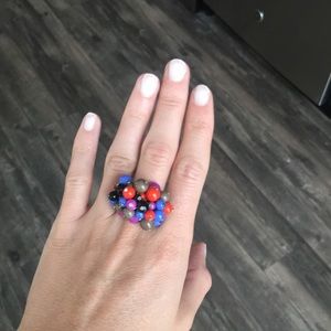 Multicolored beaded cocktail ring